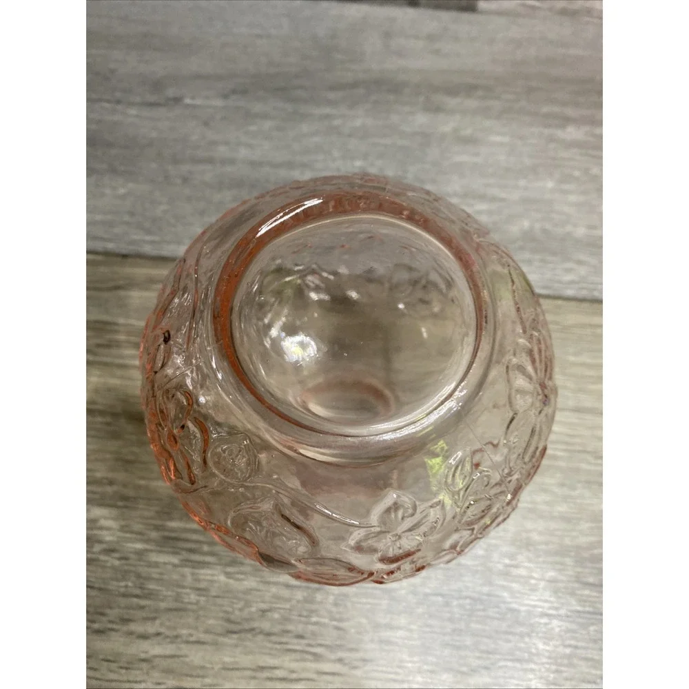 VTG Tumble Up Bedside Floral Water Carafe Vase Pink Depression Glass‎  6